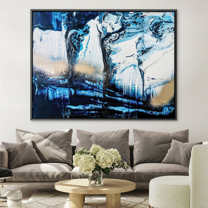 Serene Midnight Waters Abstract Oil Painting for Modern Home Decor