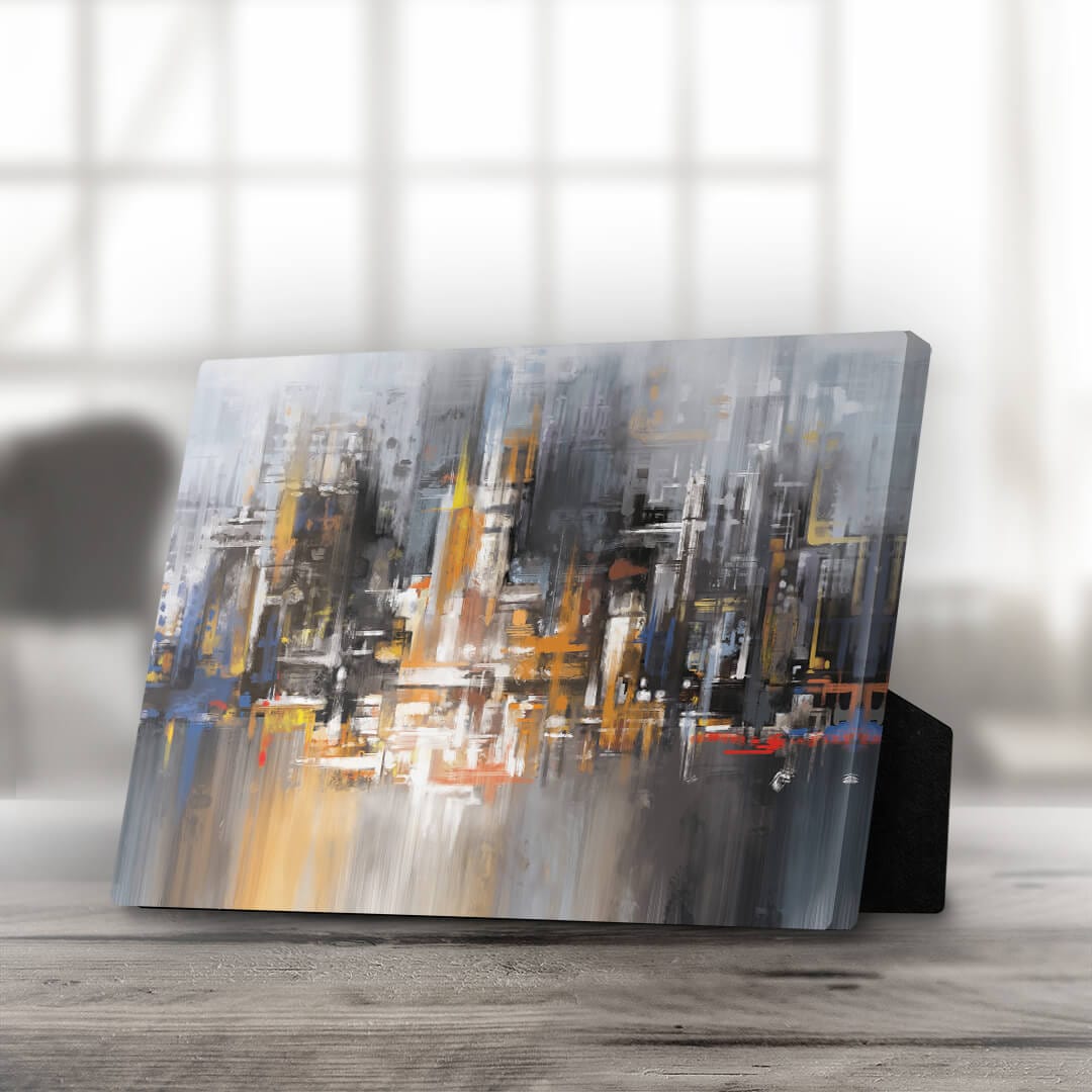 Vibrant Abstract Cityscape Oil Painting for Modern Home Decor