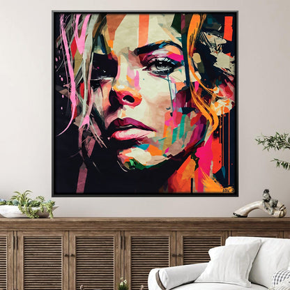 Vibrant Abstract Female Portrait Oil Painting for Modern Home Decor