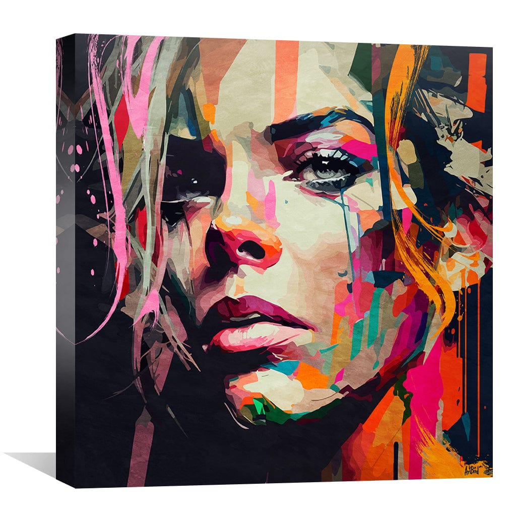 Vibrant Abstract Female Portrait Oil Painting for Modern Home Decor