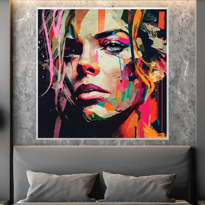 Vibrant Abstract Female Portrait Oil Painting for Modern Home Decor