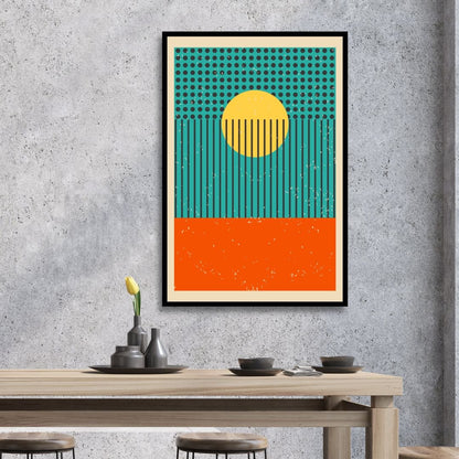 Geometric Abstract Oil Painting with Vibrant Colors and Bold Patterns