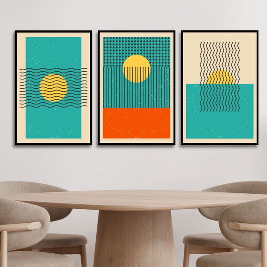 Geometric Abstract Oil Painting with Vibrant Colors and Bold Patterns