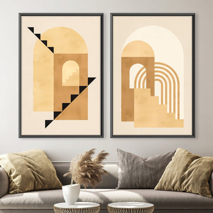Contemporary Minimalist Architecture Oil Painting for Modern Home Decor