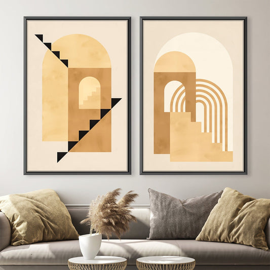 Contemporary Minimalist Architecture Oil Painting for Modern Home Decor