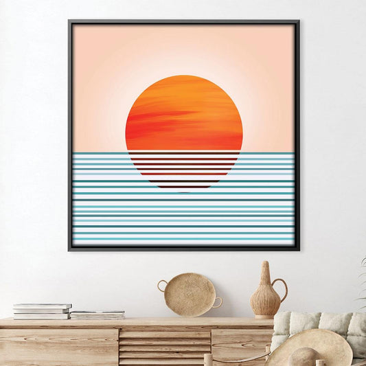 Modern Minimalist Sunset Oil Painting for Contemporary Home Decor