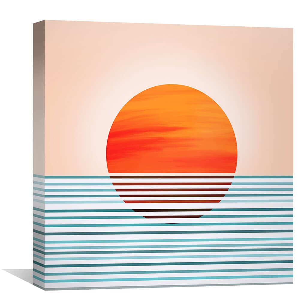 Modern Minimalist Sunset Oil Painting for Contemporary Home Decor