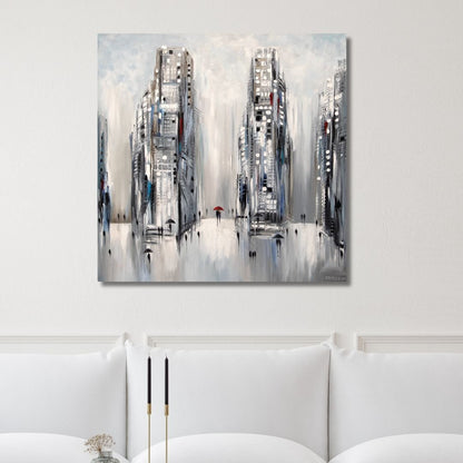 Urban Minimalist Abstract Oil Painting for Modern Home Decor