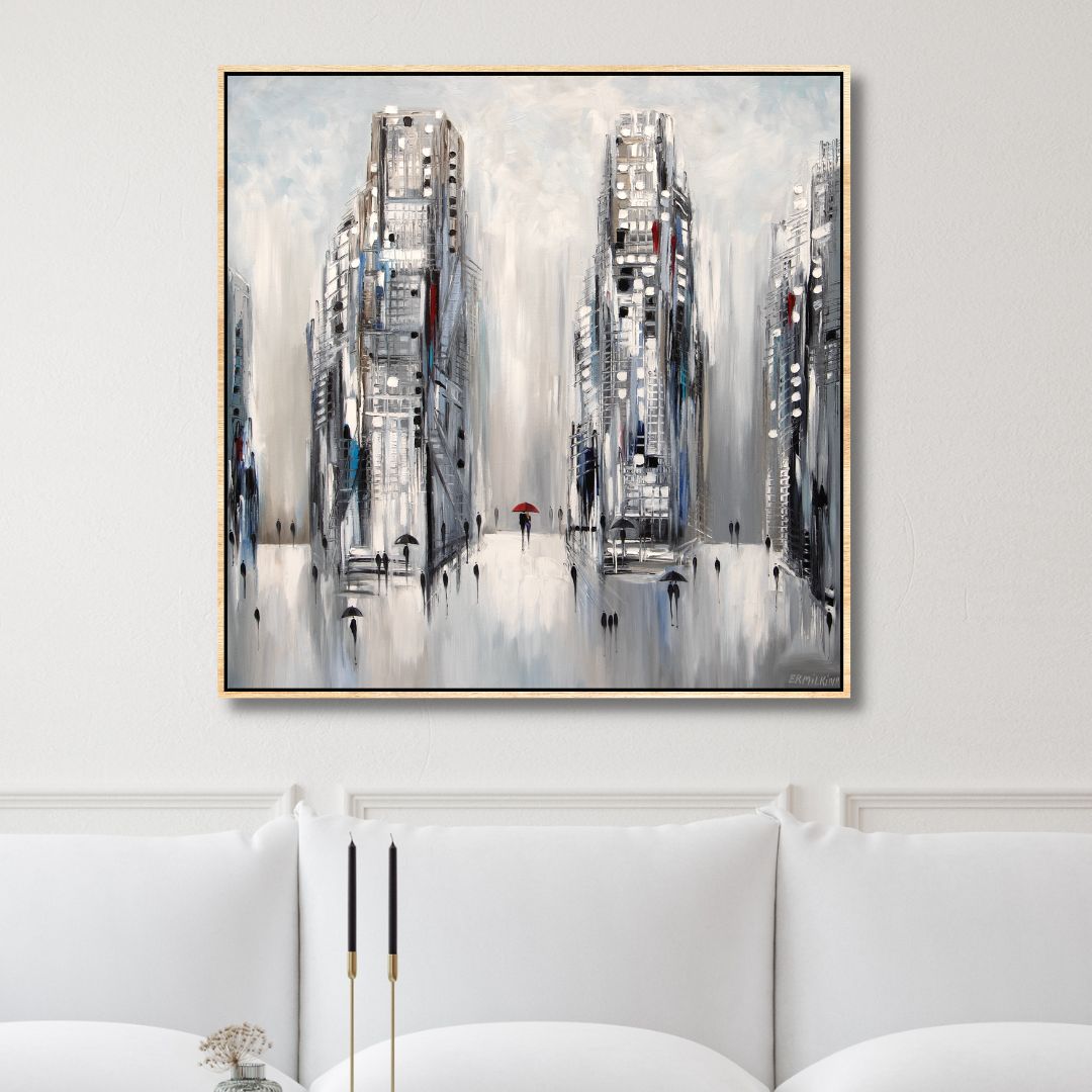 Urban Minimalist Abstract Oil Painting for Modern Home Decor