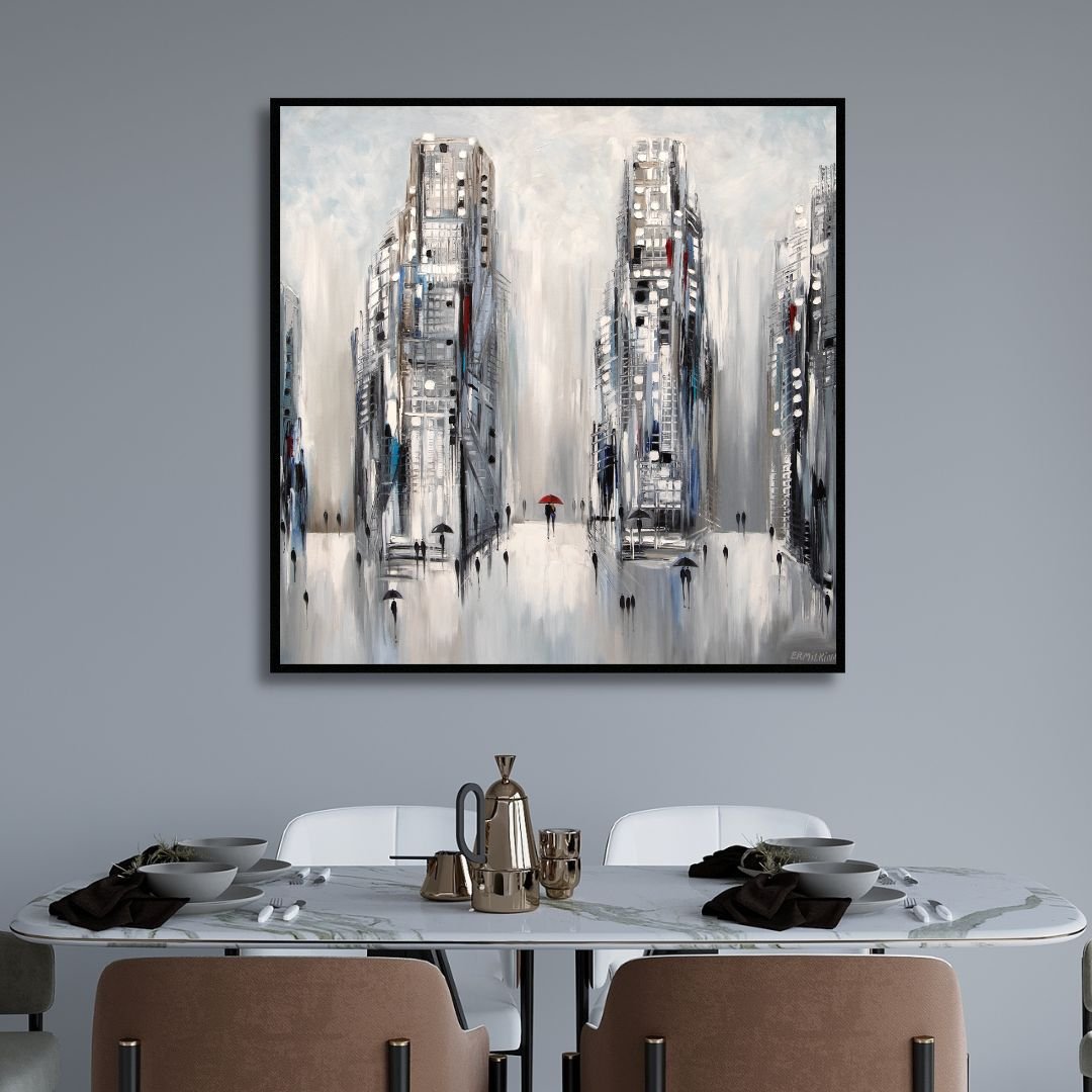 Urban Minimalist Abstract Oil Painting for Modern Home Decor