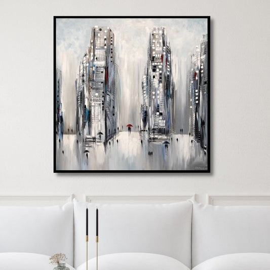 Urban Minimalist Abstract Oil Painting for Modern Home Decor