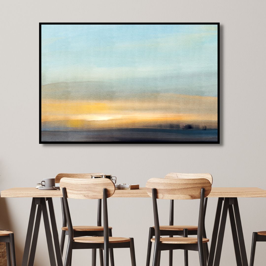 Serene Minimalist Abstract Landscape Oil Painting for Modern Home Decor