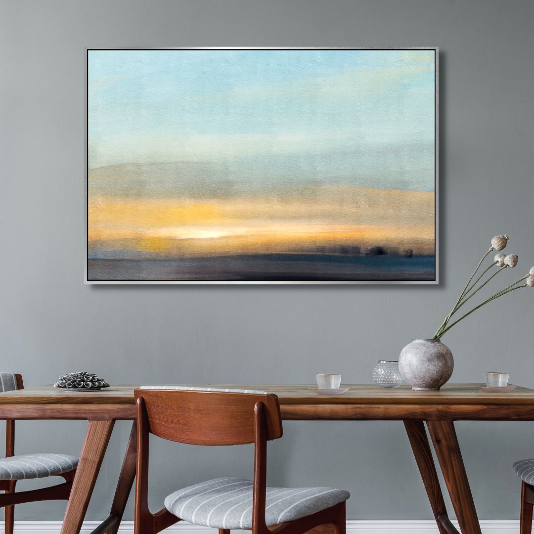 Serene Minimalist Abstract Landscape Oil Painting for Modern Home Decor