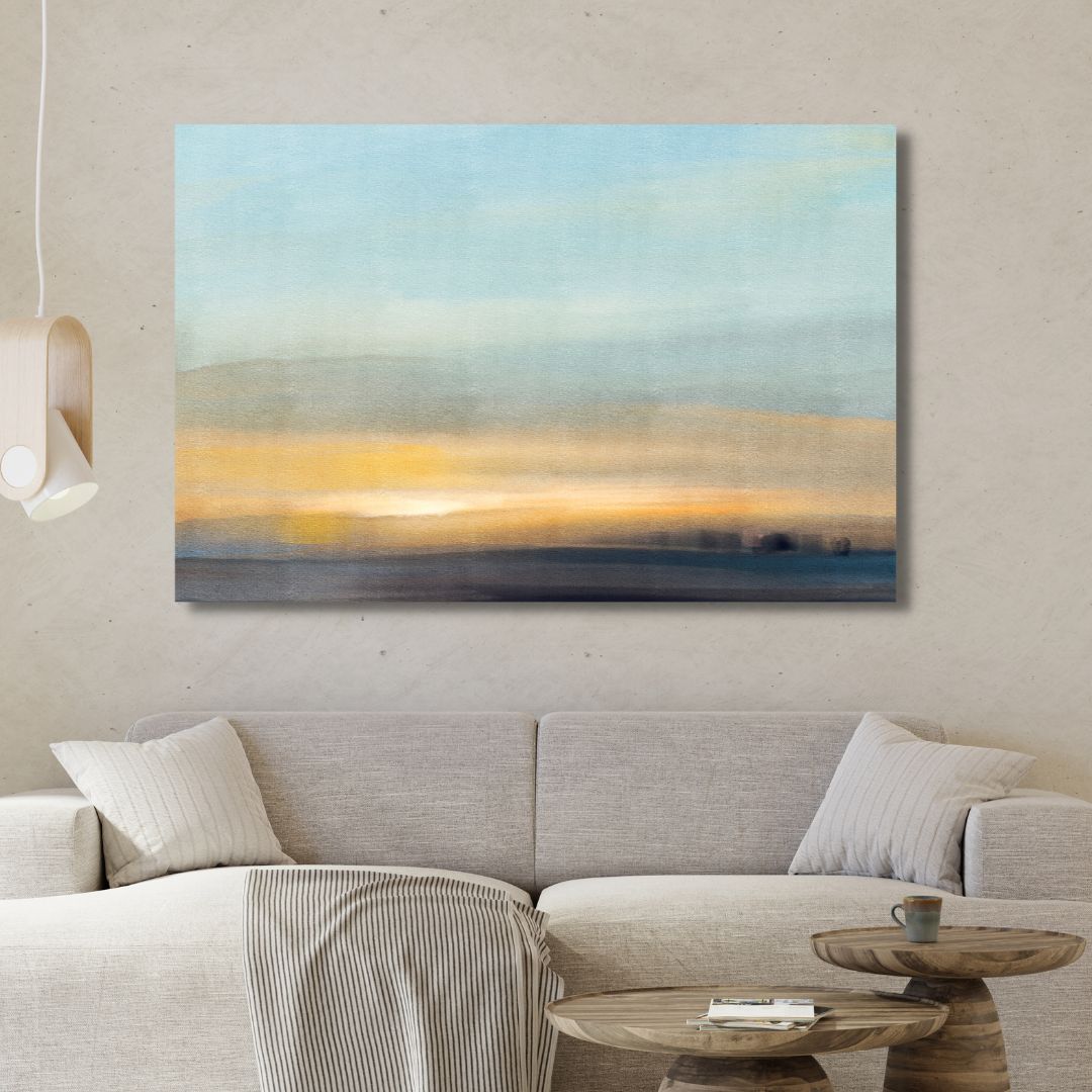 Serene Minimalist Abstract Landscape Oil Painting for Modern Home Decor