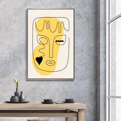 Contemporary Minimalist Abstract One Line Faces Art for Modern Home Decor