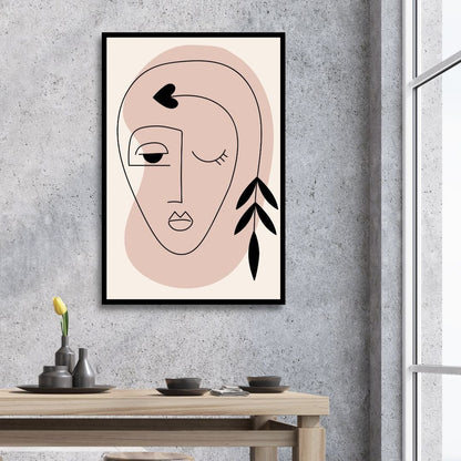 Contemporary Minimalist Abstract One Line Faces Art for Modern Home Decor
