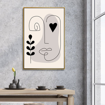 Contemporary Minimalist Abstract One Line Faces Art for Modern Home Decor