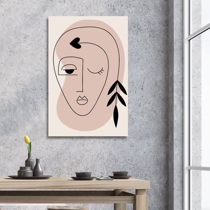 Contemporary Minimalist Abstract One Line Faces Art for Modern Home Decor