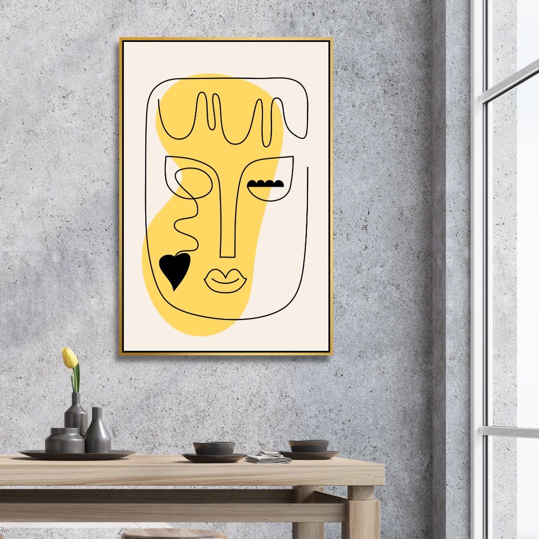 Contemporary Minimalist Abstract One Line Faces Art for Modern Home Decor
