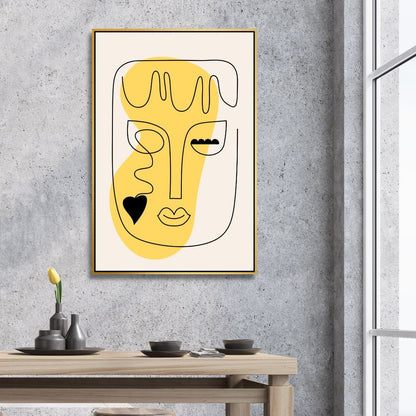 Contemporary Minimalist Abstract One Line Faces Art for Modern Home Decor