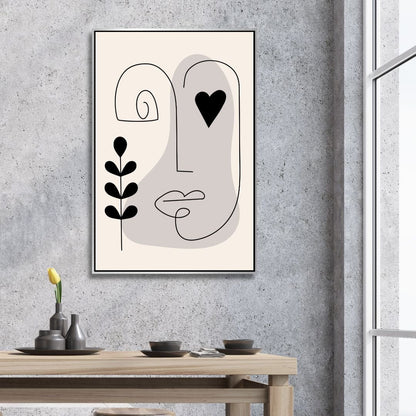 Contemporary Minimalist Abstract One Line Faces Art for Modern Home Decor