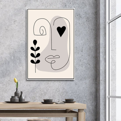 Contemporary Minimalist Abstract One Line Faces Art for Modern Home Decor
