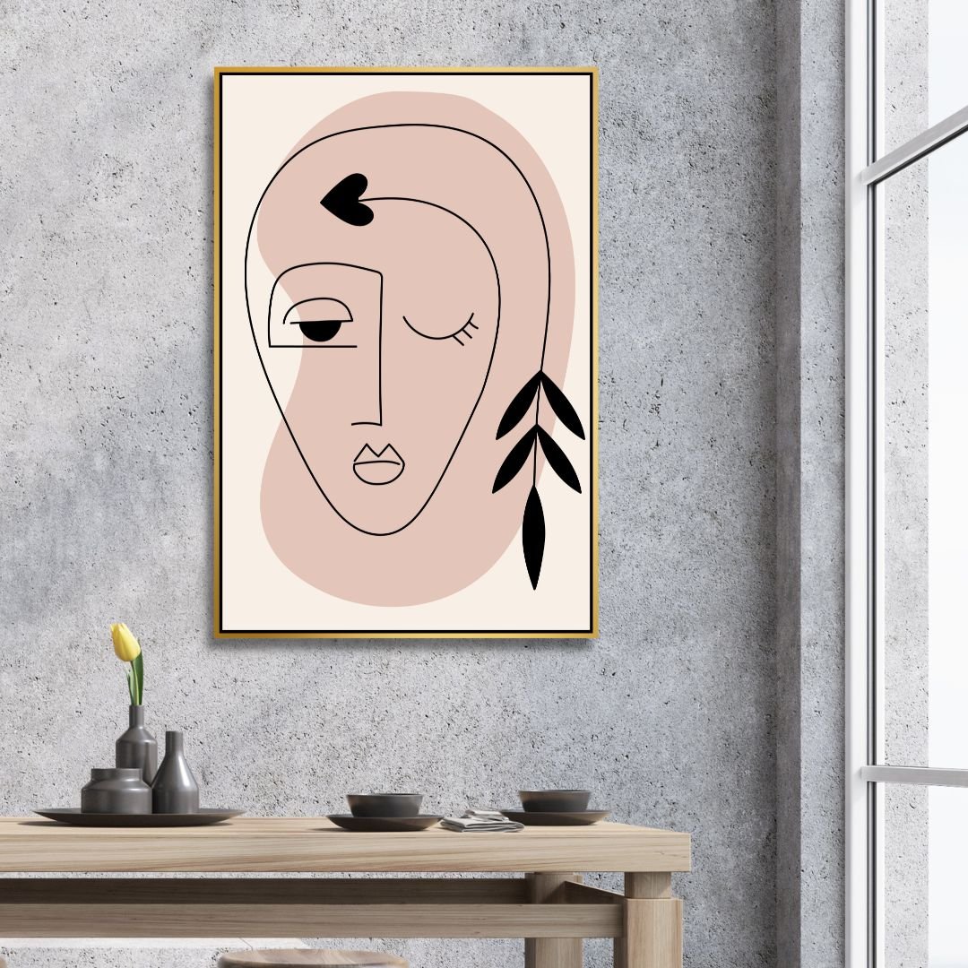 Contemporary Minimalist Abstract One Line Faces Art for Modern Home Decor