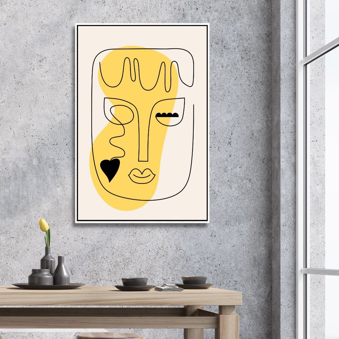 Contemporary Minimalist Abstract One Line Faces Art for Modern Home Decor