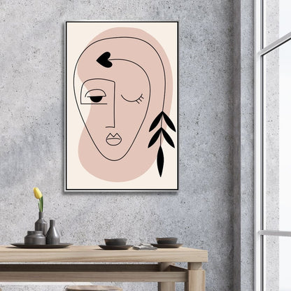 Contemporary Minimalist Abstract One Line Faces Art for Modern Home Decor