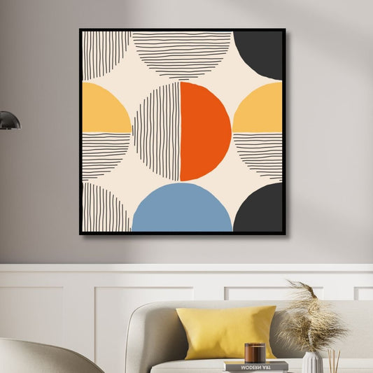 Contemporary Minimalist Abstract with Geometric Shapes and Bold Colors