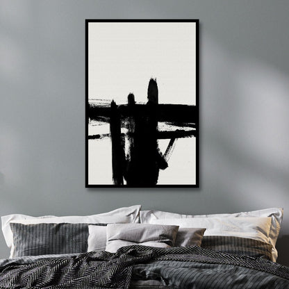 Modern Minimalist Black Brushstroke Abstract Painting for Contemporary Spaces