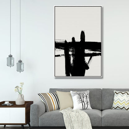 Modern Minimalist Black Brushstroke Abstract Painting for Contemporary Spaces