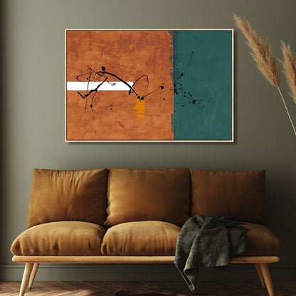 Contemporary Minimalist Abstract Painting in Brown and Green Tones for Modern Home Decor