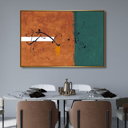 Contemporary Minimalist Abstract Painting in Brown and Green Tones for Modern Home Decor