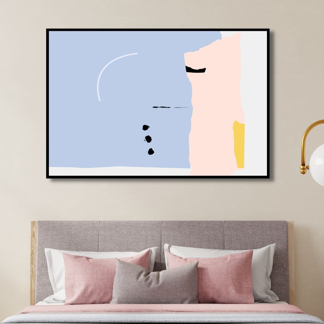 Serene Minimalist Blue and Pink Abstract Oil Painting for Modern Interiors