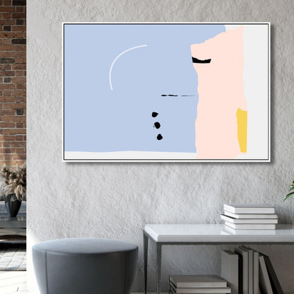 Serene Minimalist Blue and Pink Abstract Oil Painting for Modern Interiors