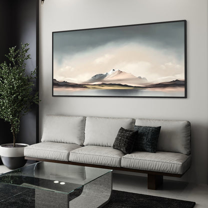 Minimalist Mountain Landscape Oil Painting for Modern Home Decor