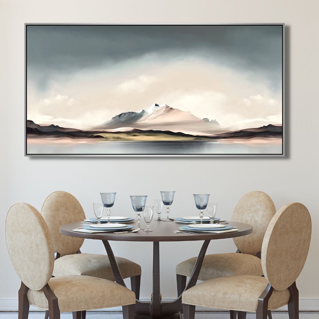 Minimalist Mountain Landscape Oil Painting for Modern Home Decor