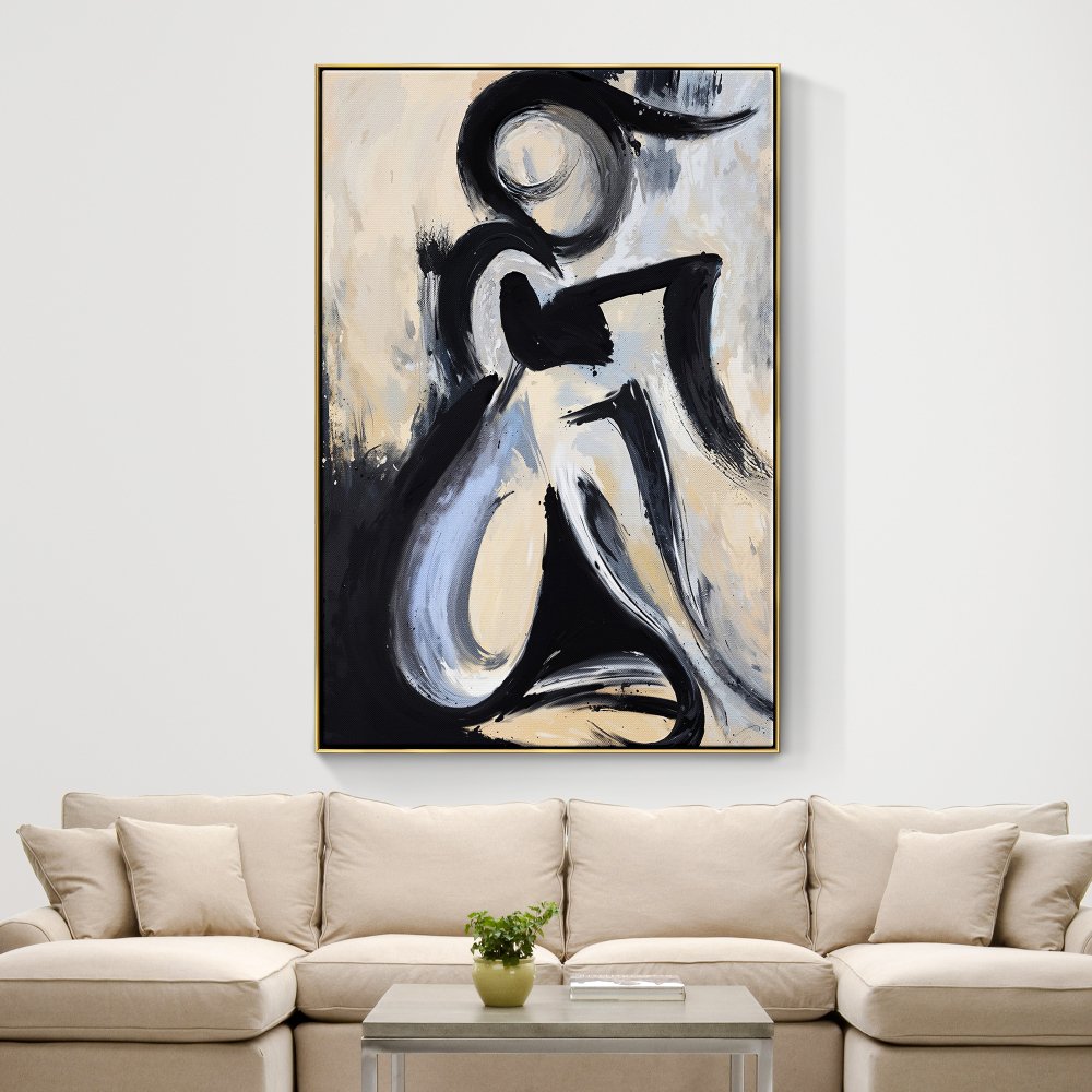 Elegant Minimalist Oil Painting of a Modern Abstract Figure