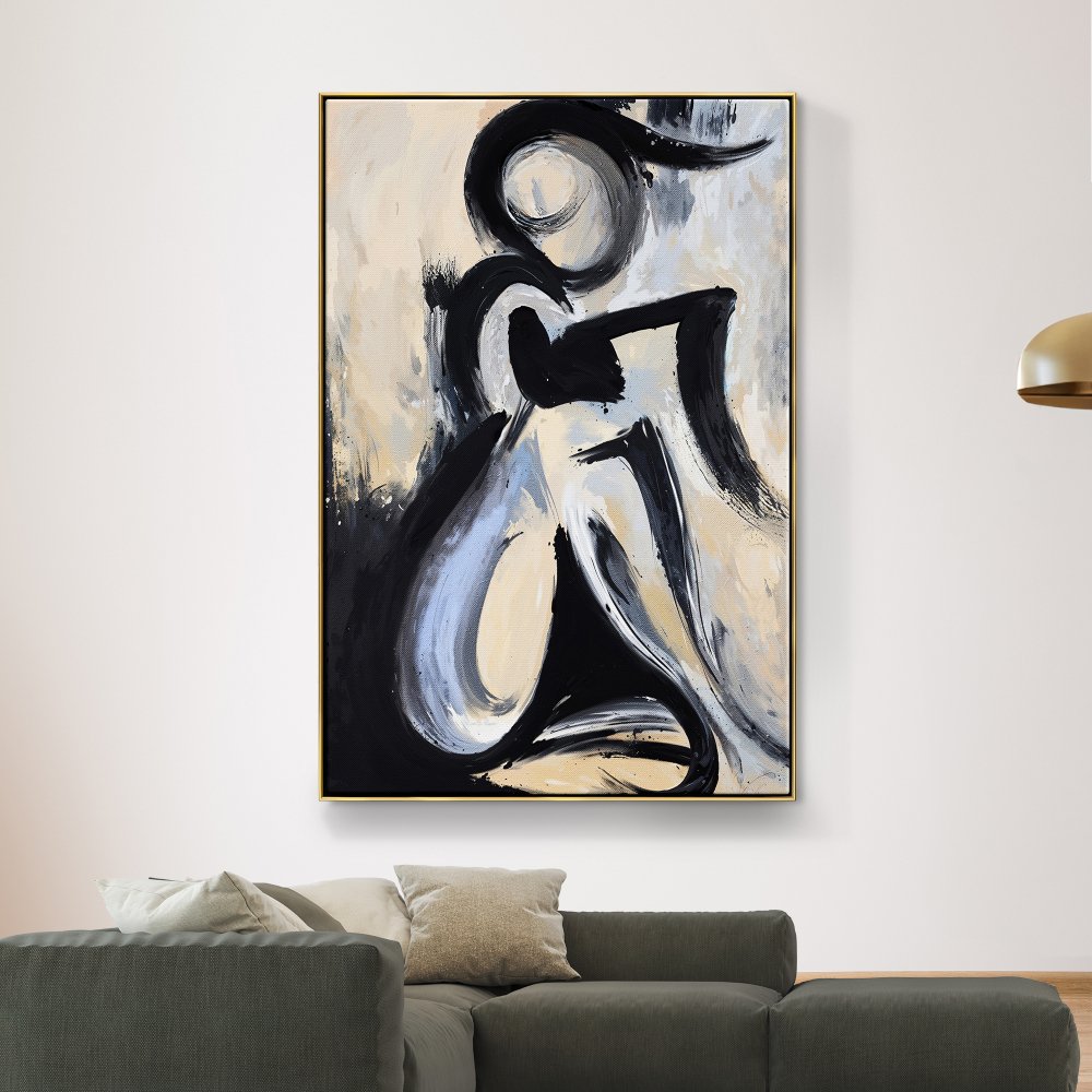 Elegant Minimalist Oil Painting of a Modern Abstract Figure