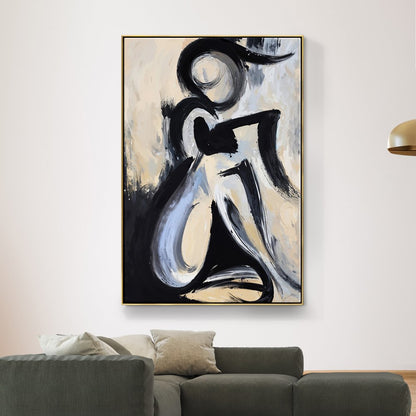 Elegant Minimalist Oil Painting of a Modern Abstract Figure