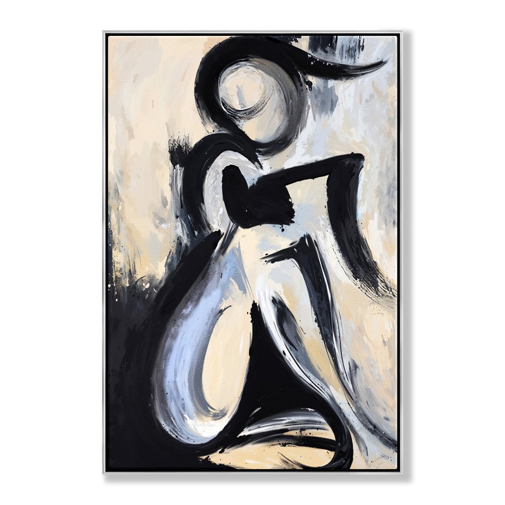 Elegant Minimalist Oil Painting of a Modern Abstract Figure