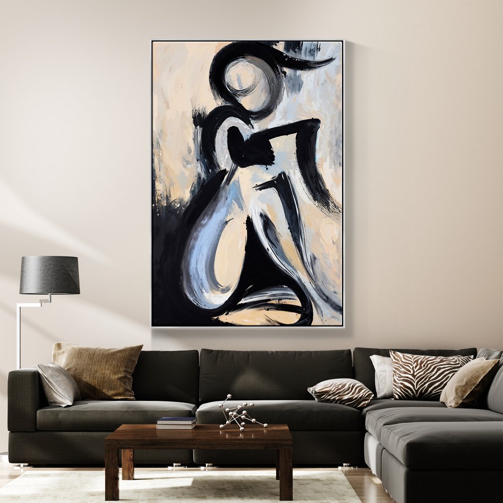 Elegant Minimalist Oil Painting of a Modern Abstract Figure