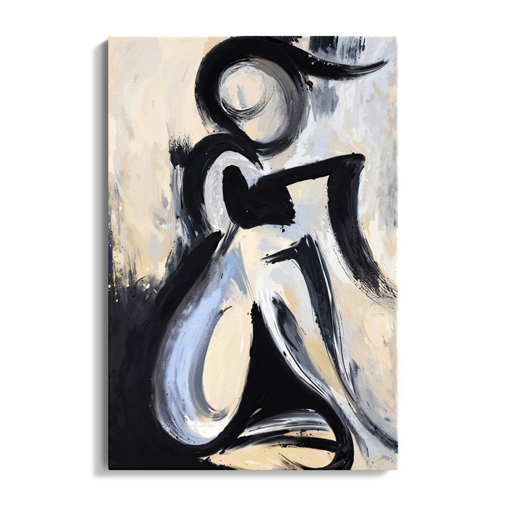 Elegant Minimalist Oil Painting of a Modern Abstract Figure