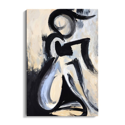 Elegant Minimalist Oil Painting of a Modern Abstract Figure