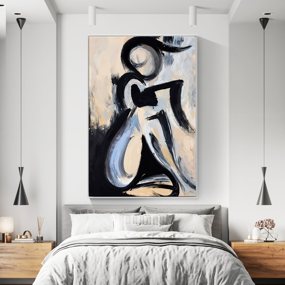 Elegant Minimalist Oil Painting of a Modern Abstract Figure