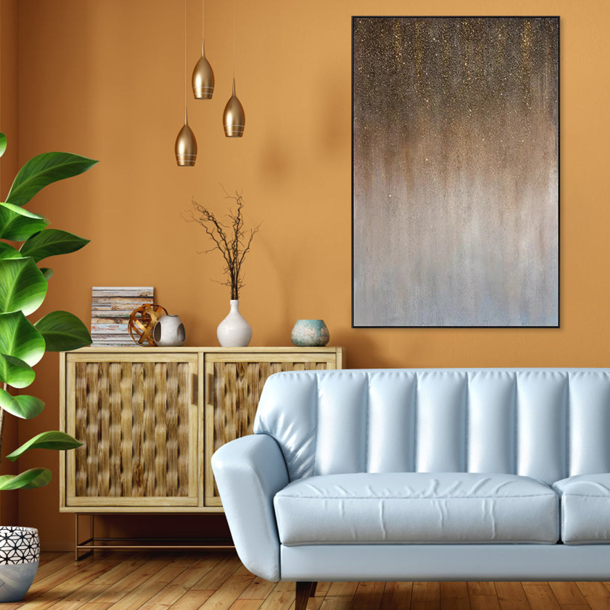 Enchanting Abstract Oil Painting in Earthy Tones for Modern Home Decor