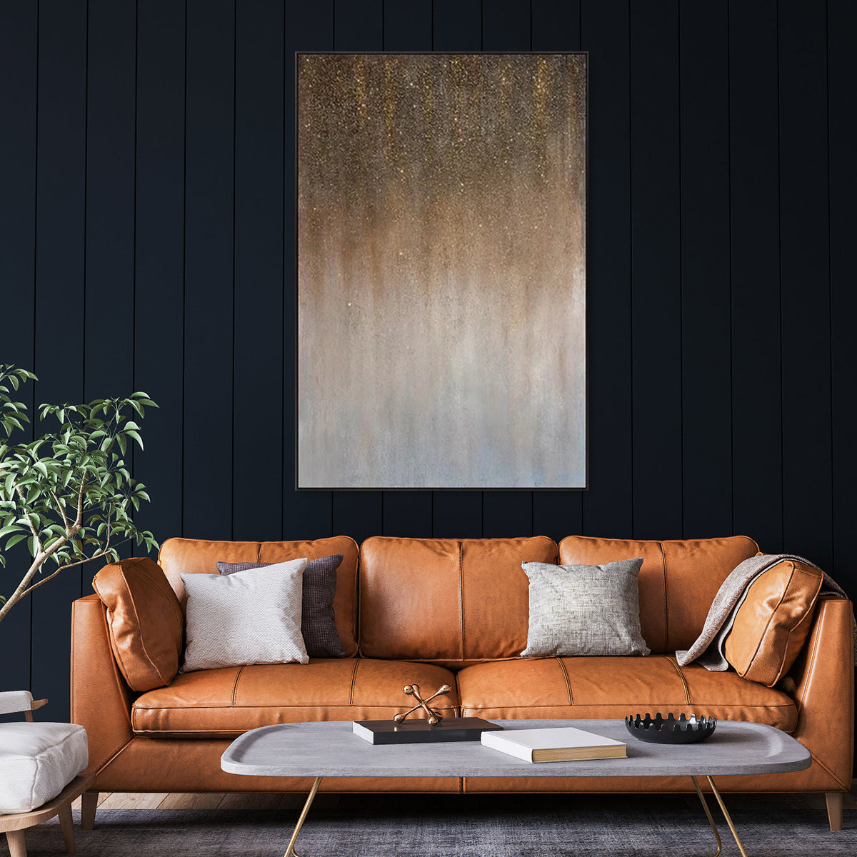 Enchanting Abstract Oil Painting in Earthy Tones for Modern Home Decor