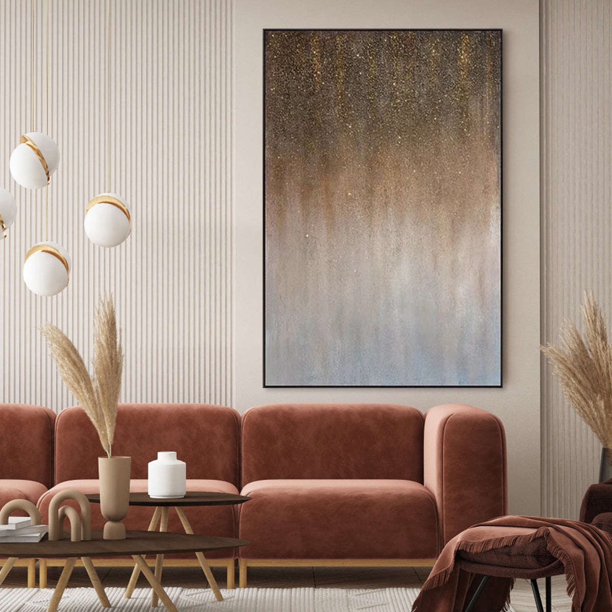 Enchanting Abstract Oil Painting in Earthy Tones for Modern Home Decor