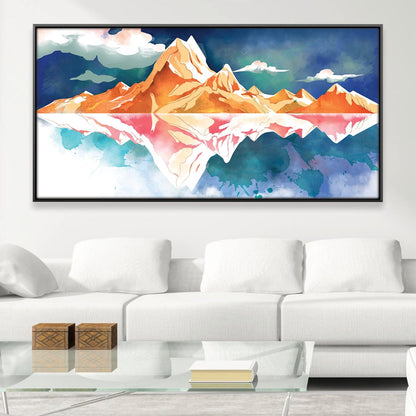 Serene Mountain Reflections Oil Painting for Modern Home Decor